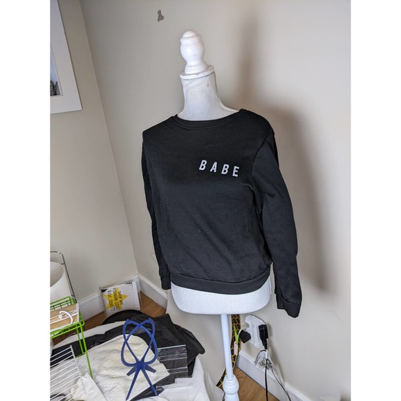 BABE black crew neck pullover Small Crewneck Sweatshirt - Picture 10 of 12